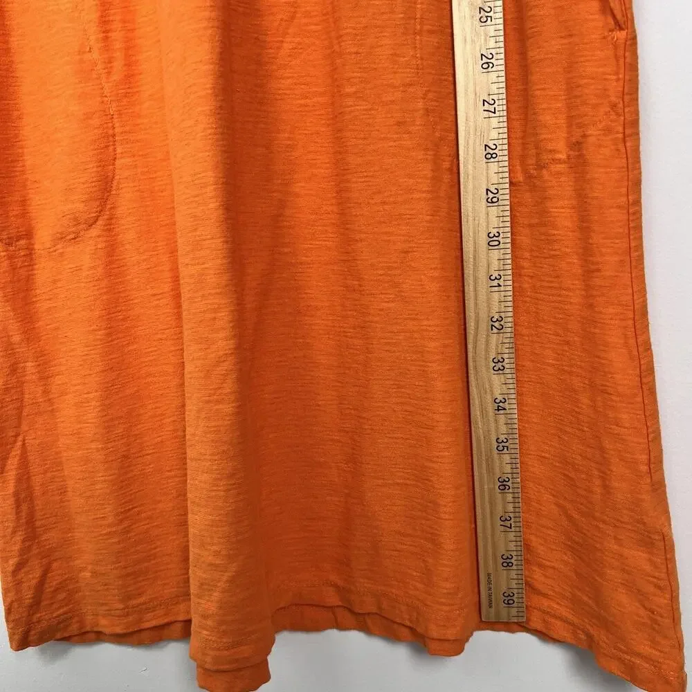 CUT LOOSE‎ XS Linen Cotton Jersey Tuck Shift Dress Orange Sleeveless Lagenlook